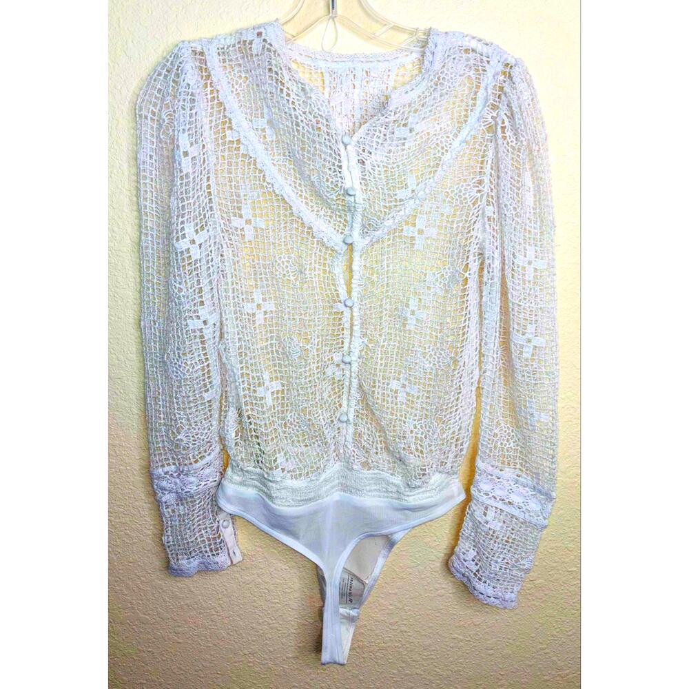Free People Only The Best Bodysuit, Ivory, Bohemian, Log Sleeve, Women's XS
